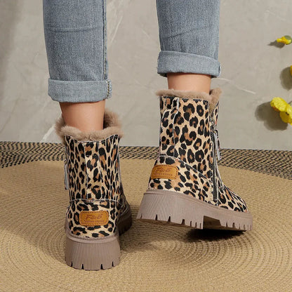 Bottes d'hiver imprimé léopard Douces Velours