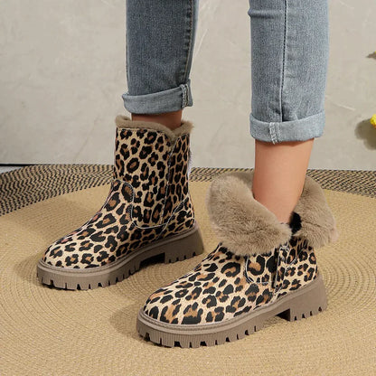 Bottes d'hiver imprimé léopard Douces Velours