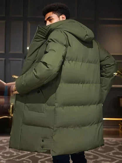 Herren Winterjacke Puffer Kapuzenjacke Lang - IdealeKleiden