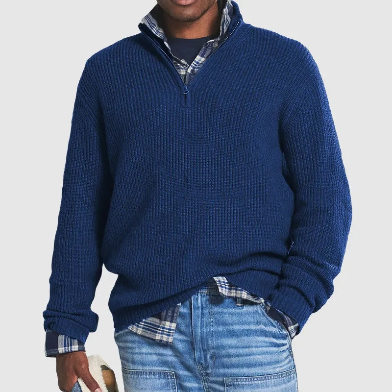 Pull homme col zippé moderne
