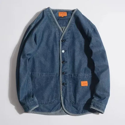 Blouson en jean stylé décolleté en V pour femme