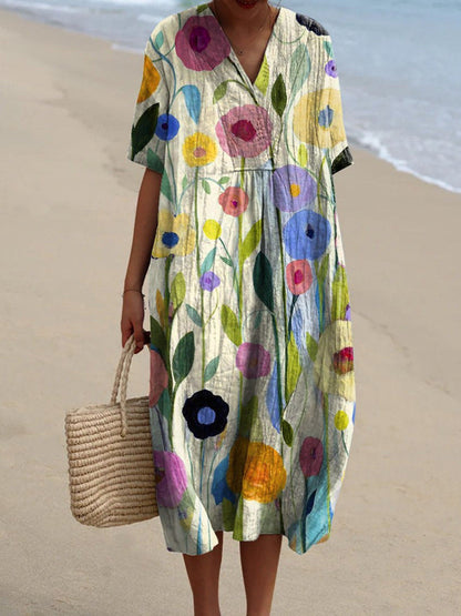Robe d'été motif floral coloré pour femme