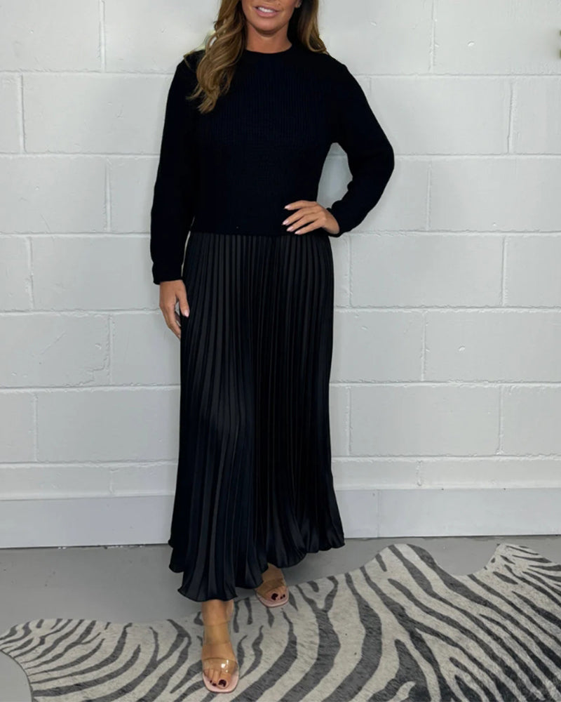 Robe patchwork tendance Colorée Plissée
