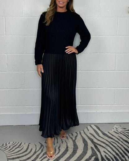 Robe patchwork tendance Colorée Plissée