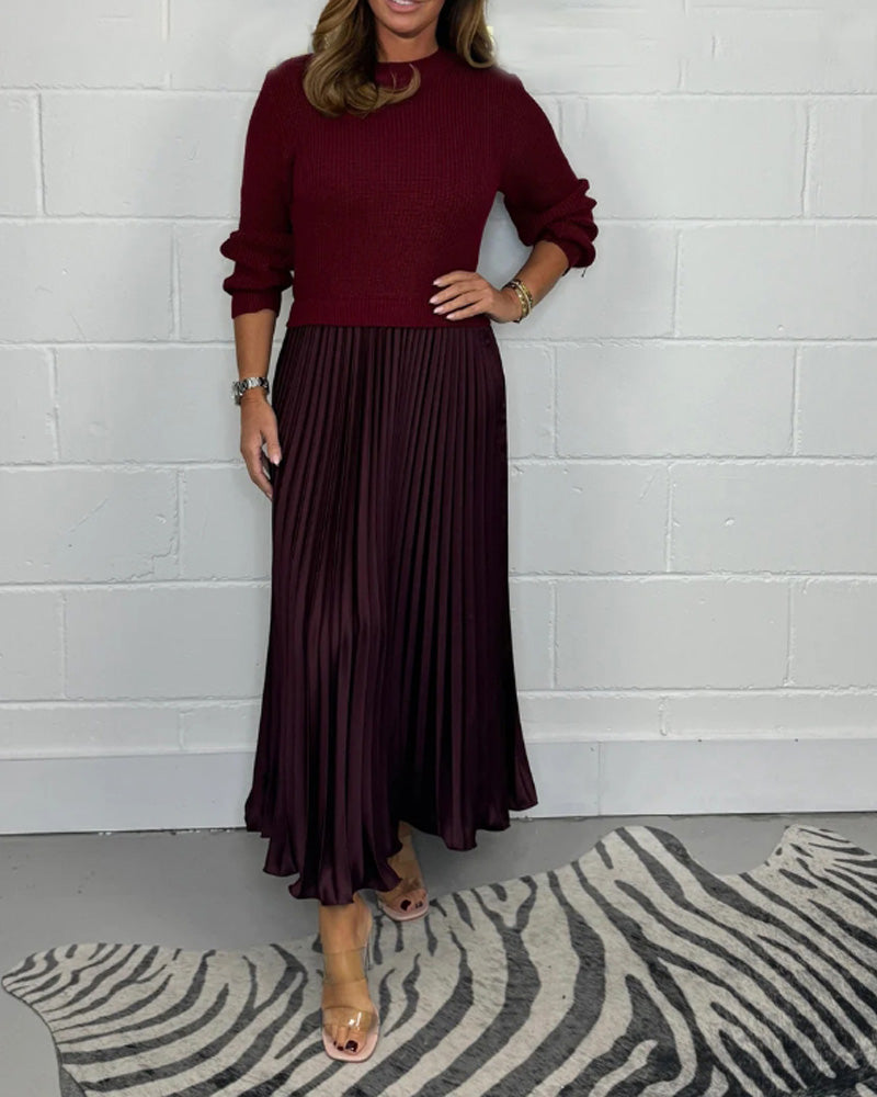 Robe patchwork tendance Colorée Plissée