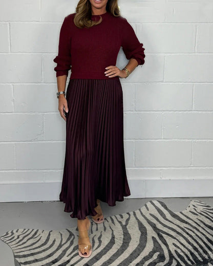 Robe patchwork tendance Colorée Plissée