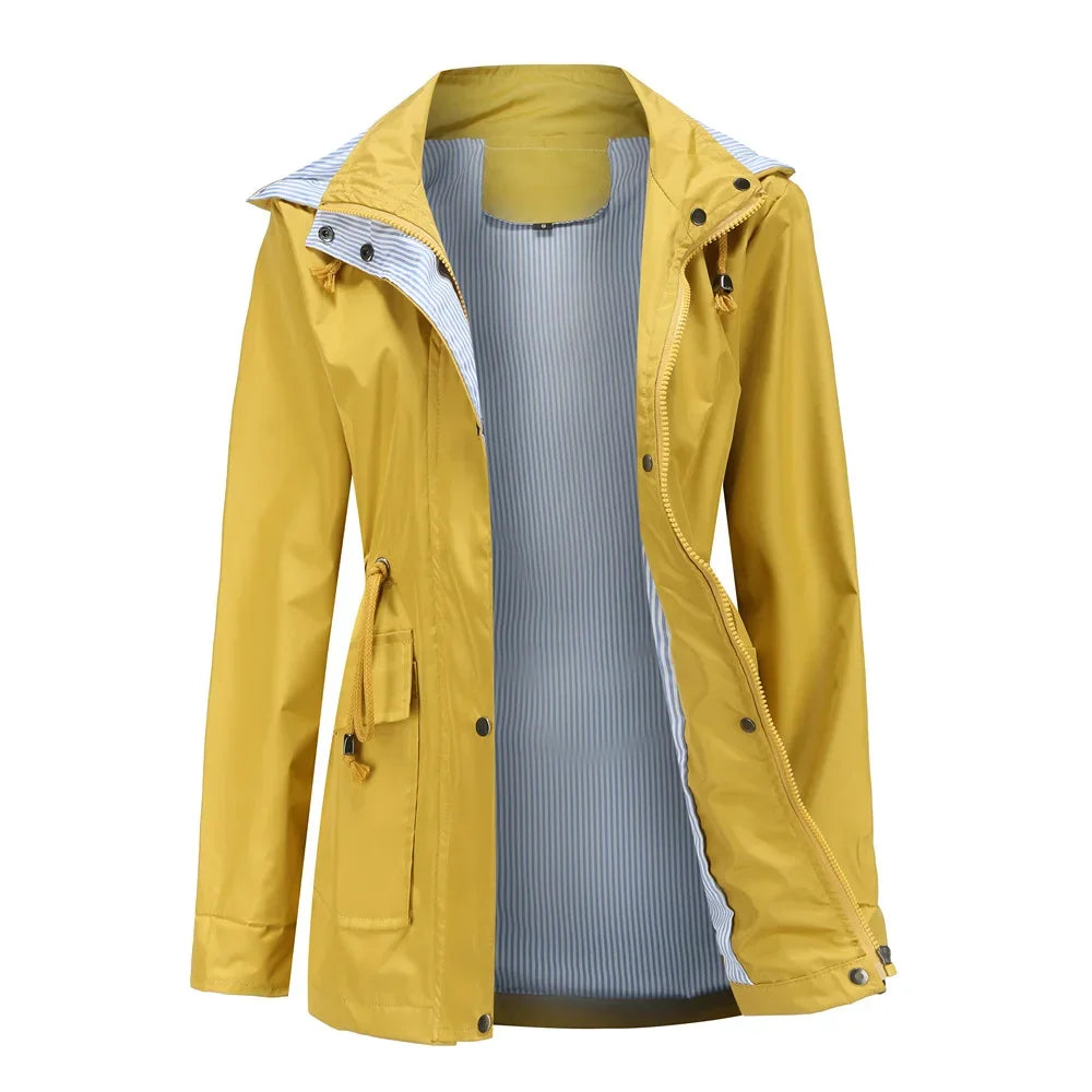 Veste coupe-vent imperméable pour femme avec capuche amovible
