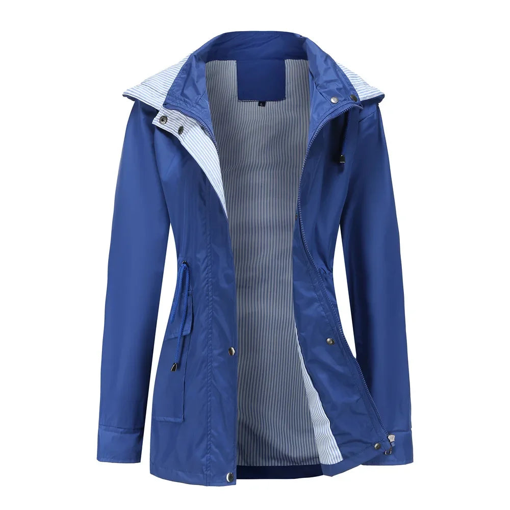 Veste coupe-vent imperméable pour femme avec capuche amovible