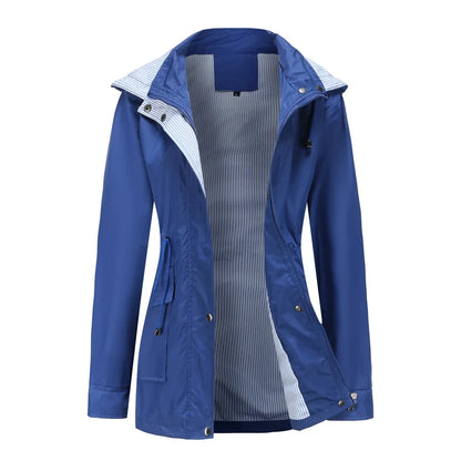 Veste coupe-vent imperméable pour femme avec capuche amovible