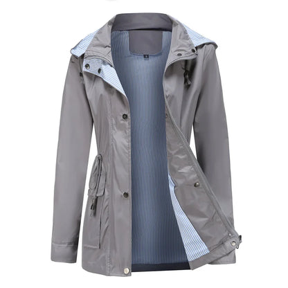 Veste coupe-vent imperméable pour femme avec capuche amovible