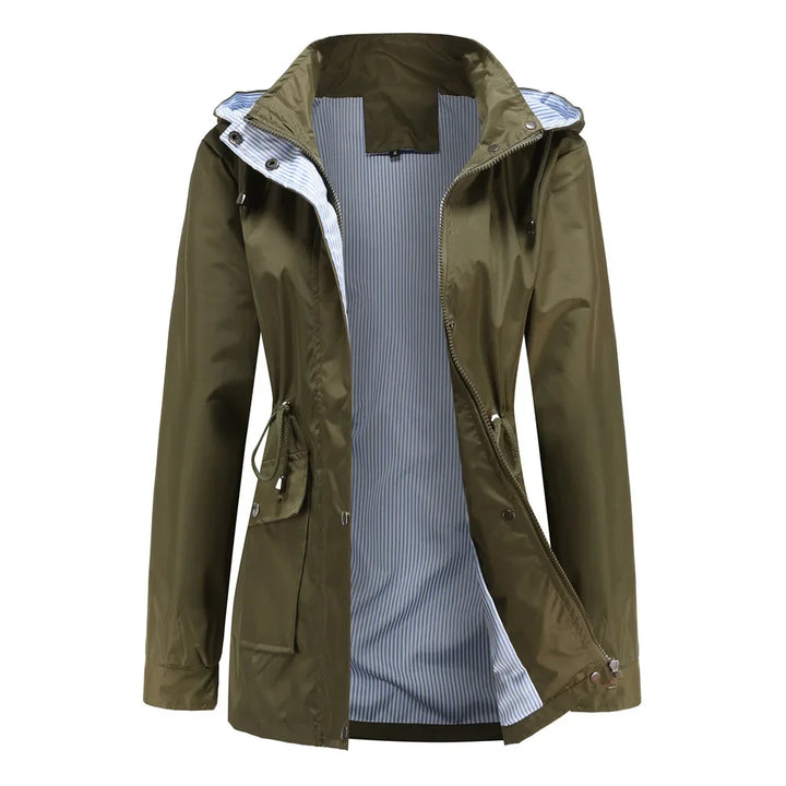 Veste coupe-vent imperméable pour femme avec capuche amovible