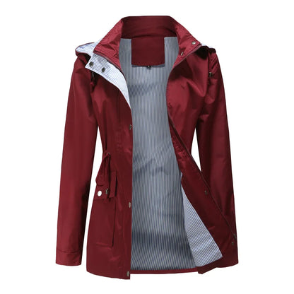 Veste coupe-vent imperméable pour femme avec capuche amovible