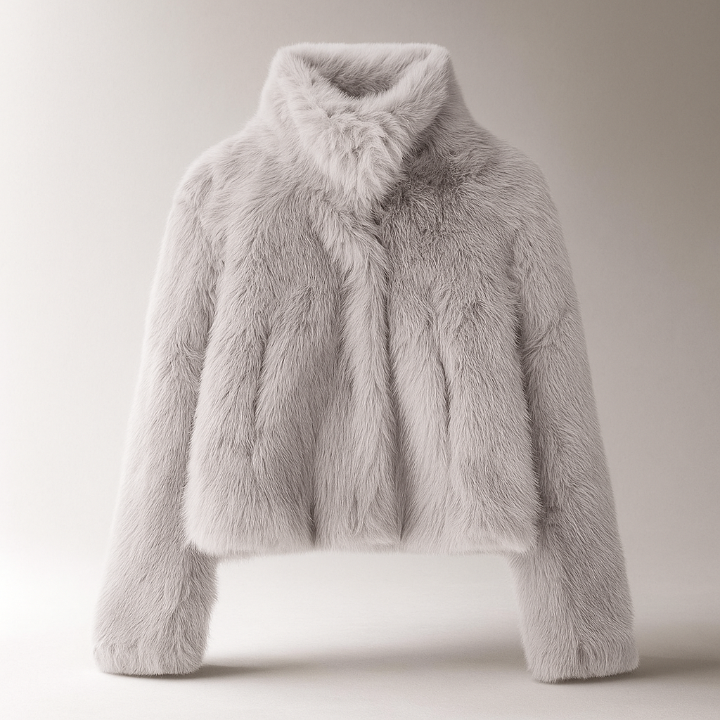Veste courte élégante pour femme en fausse fourrure végétalienne