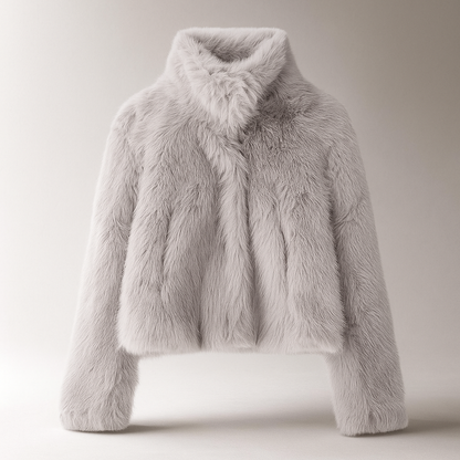 Veste courte élégante pour femme en fausse fourrure végétalienne