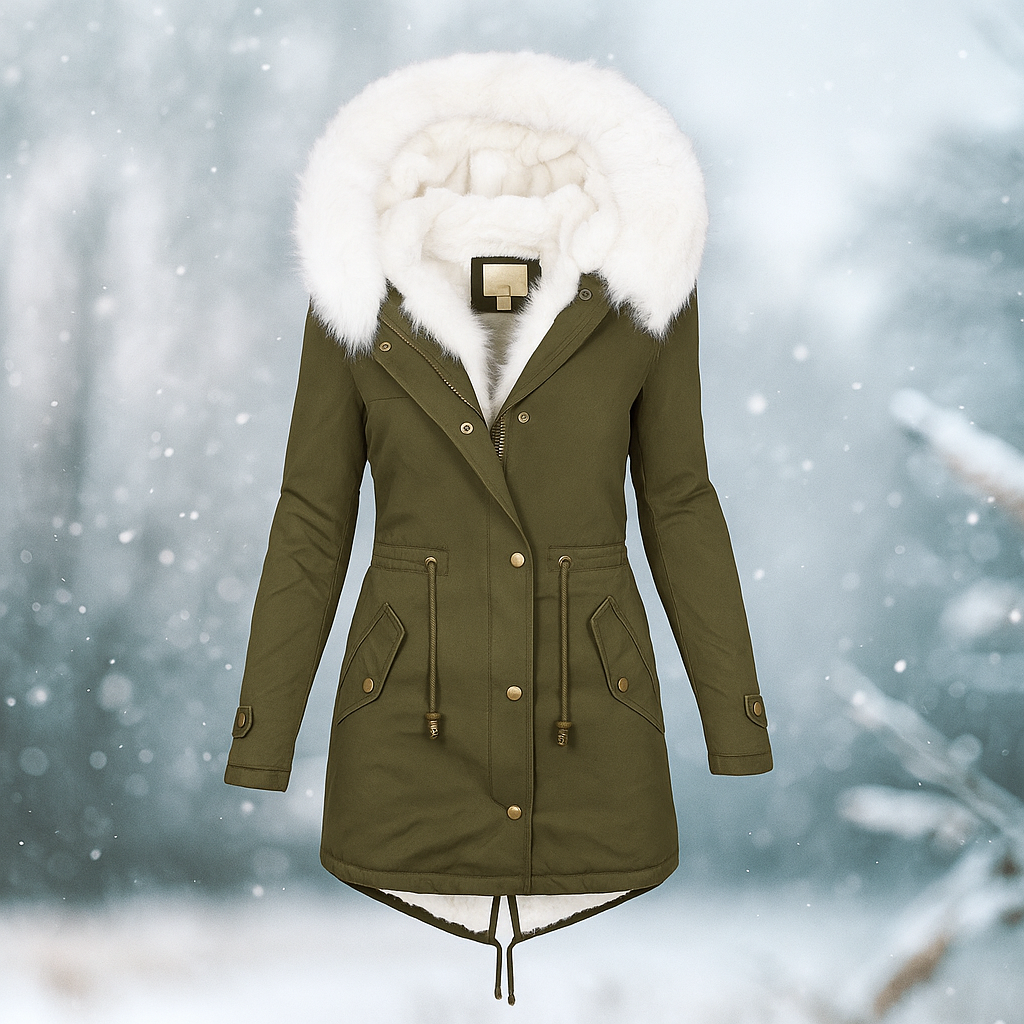 Élégant parka d'hiver en fausse fourrure pour femme