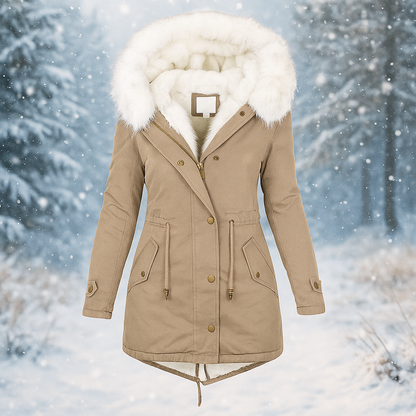 Élégant parka d'hiver en fausse fourrure pour femme