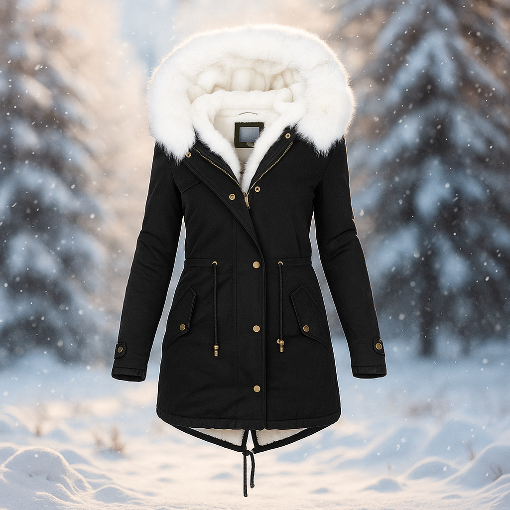 Eleganter Winterparka Kunstfell Mantel Damen - IdealeKleiden