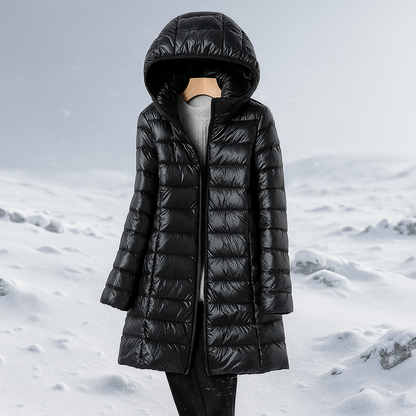 Manteau matelassé élégant pour femme avec capuche chaud