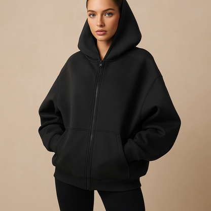 Sweat-shirt femme Oversize capuche fermeture éclair