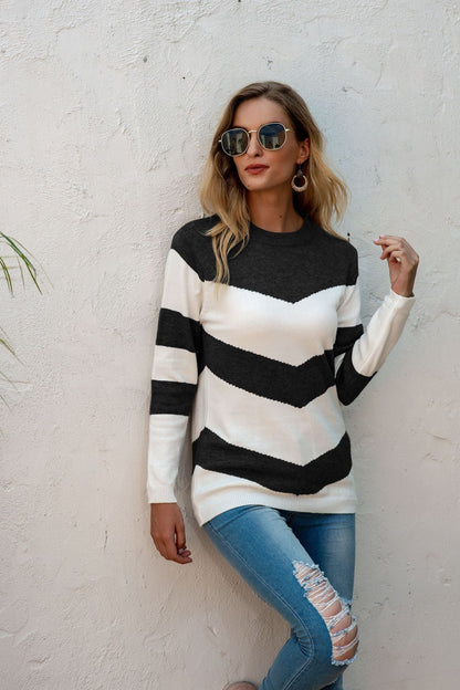 Vêtements en laine confortables Motif zigzag Manches longues