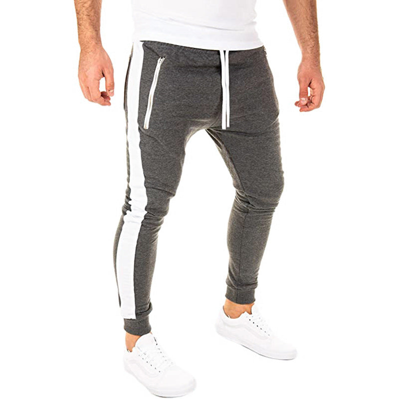 Pantalon de jogging homme sportif élastique avec poches zippées