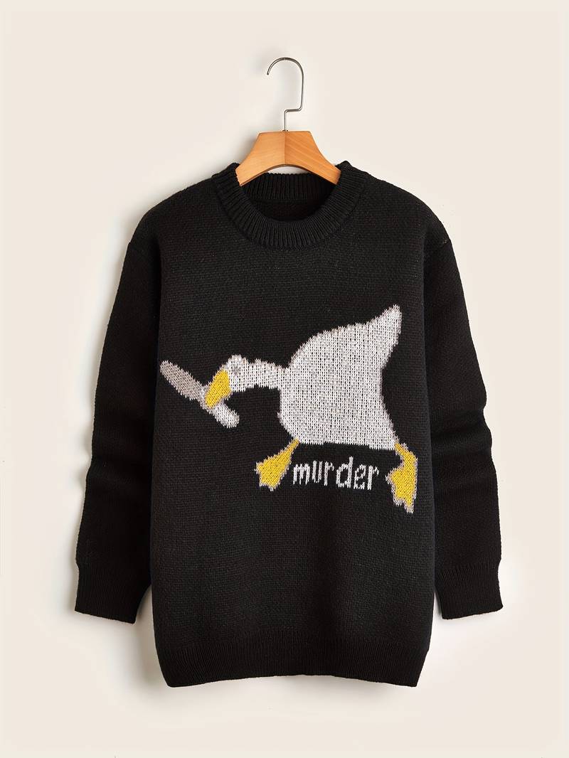 Pull en molleton humoristique motif canard pour homme