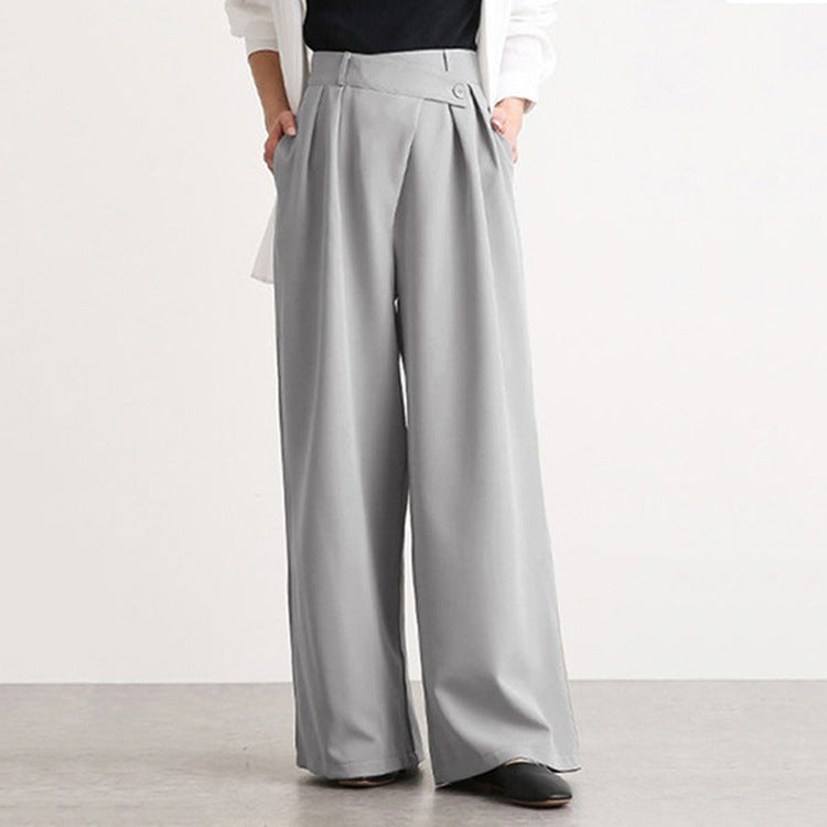Pantalon Femme Élégant Large Ourlet Plissé