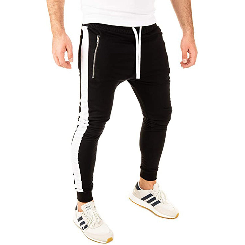 Pantalon de jogging homme sportif élastique avec poches zippées