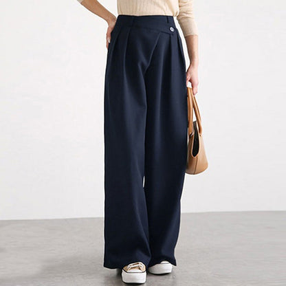 Pantalon Femme Élégant Large Ourlet Plissé