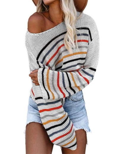Pull décontracté rayé tendance pour femme