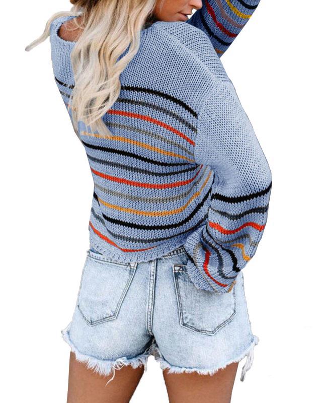Pull décontracté rayé tendance pour femme