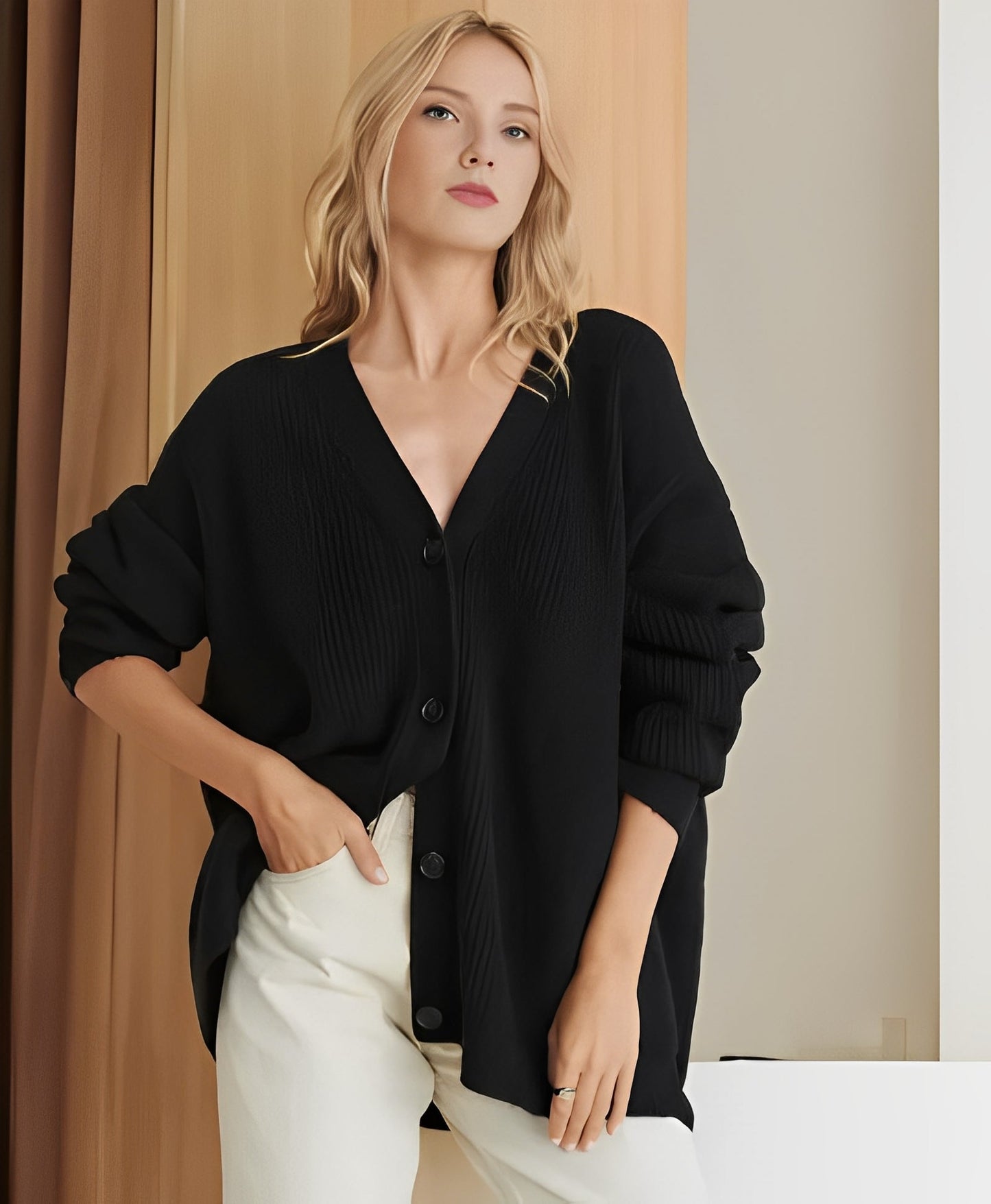 Cardigan oversize doux pour femme en cachemire de qualité