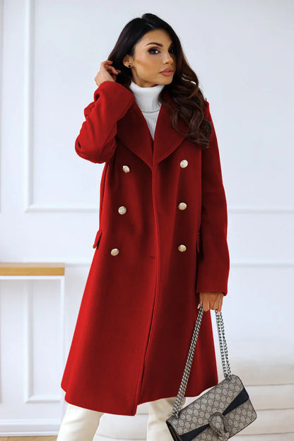 Long manteau croisé élégant pour femme