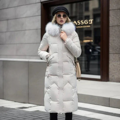 Long manteau d'hiver femme chaud et élégant