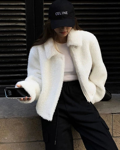 Manteau en fausse fourrure doux femme hiver
