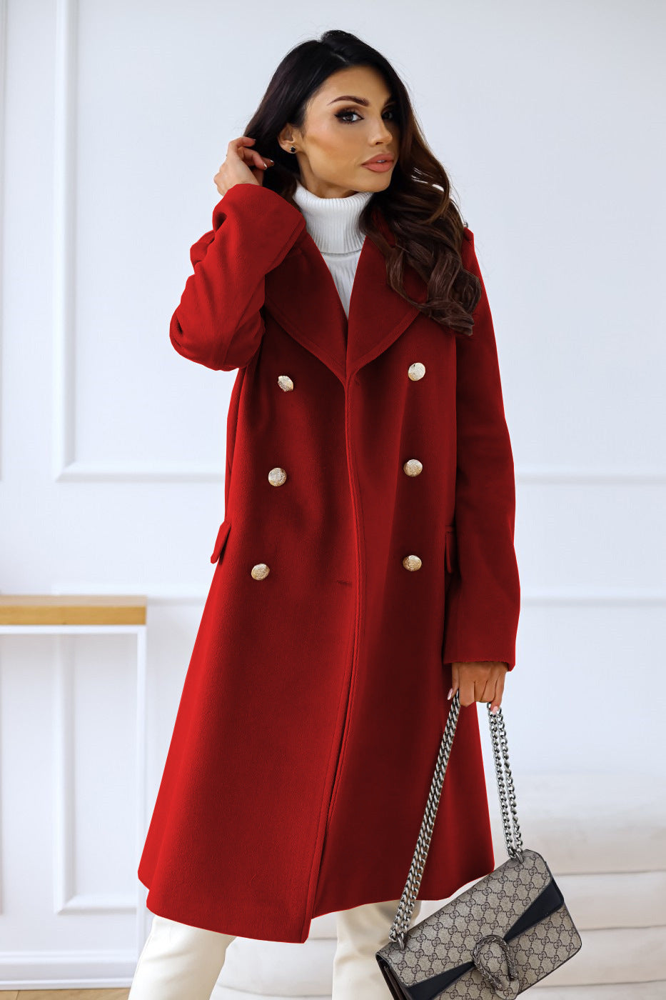 Manteau élégant pour femme, double boutonnage