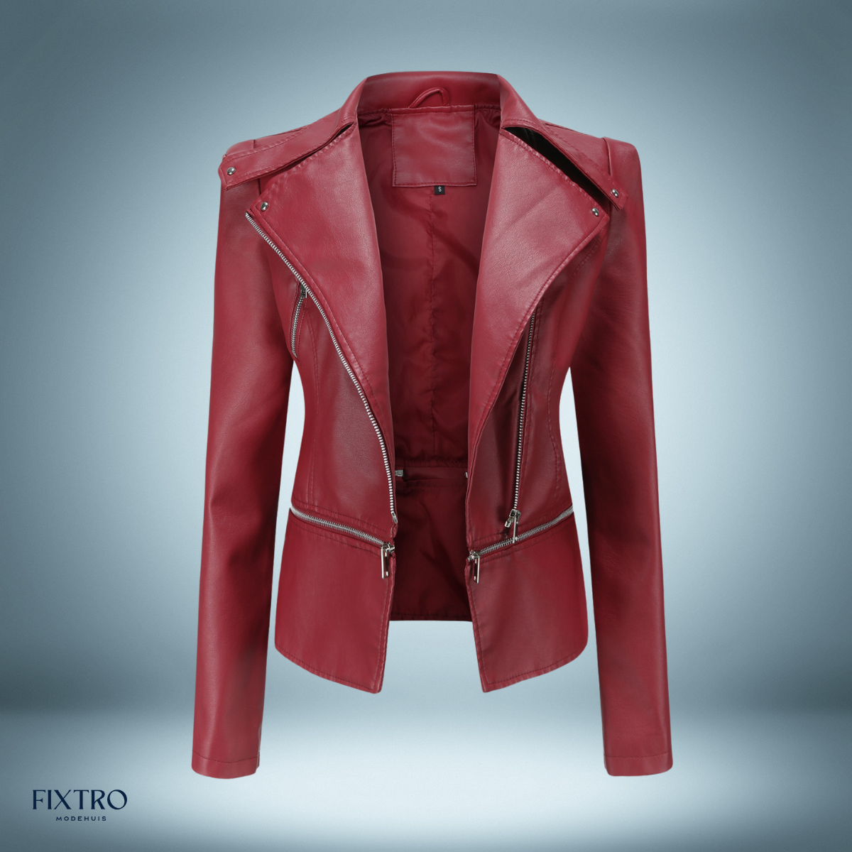 Blouson en cuir Col ouvert Style motard