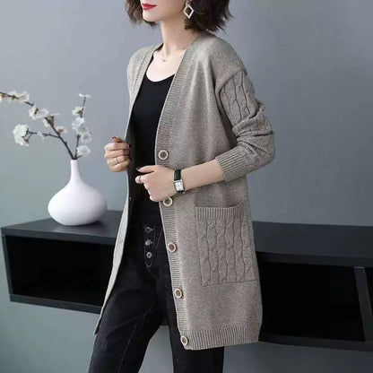 Gilet mi-long en laine douce avec boutons