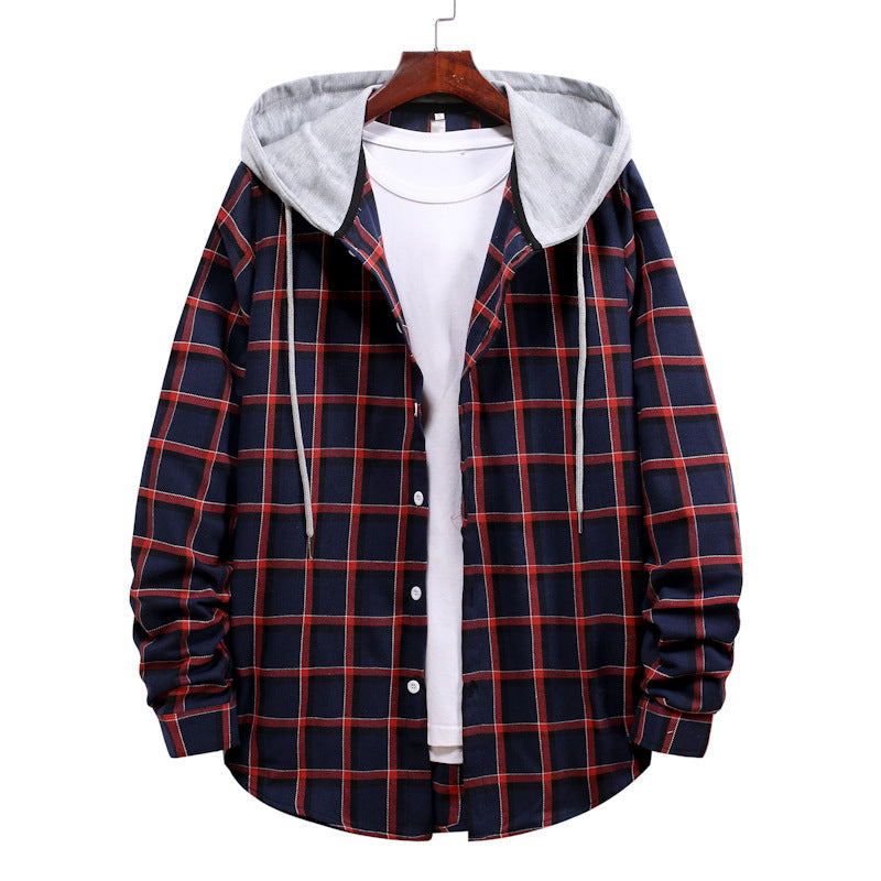 Blouse homme à capuche, carreaux, veste de mi-saison tendance