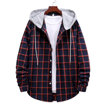 Blouse homme à capuche, carreaux, veste de mi-saison tendance