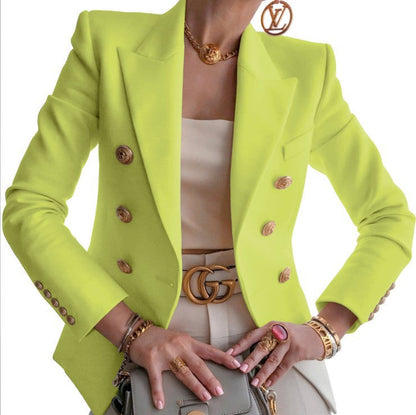 Blazer femme élégant boutons dorés look business