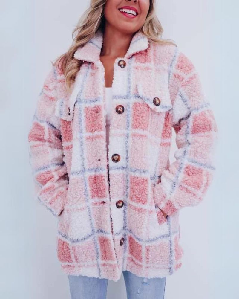 Veste polaire chaude motif écossais