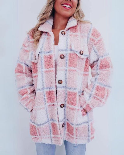 Veste polaire chaude motif écossais