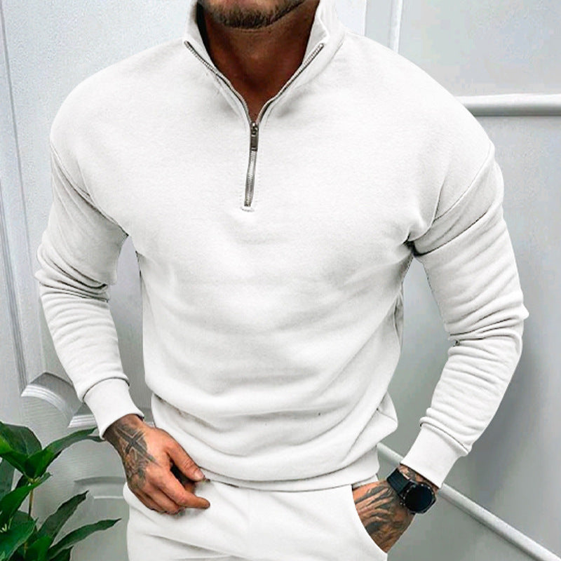 Pulls élégants pour homme, col montant, demi-zip