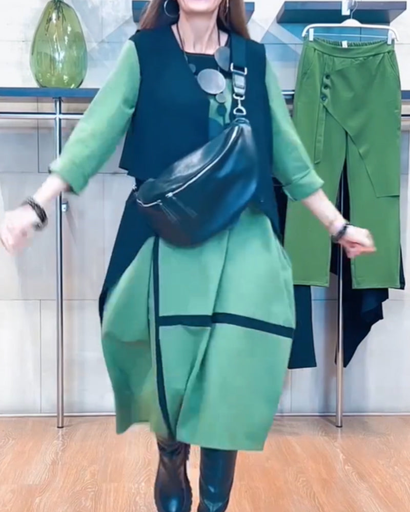 Stilvolles Kleid mit Vertikalstreifen und Chic Design - IdealeKleiden