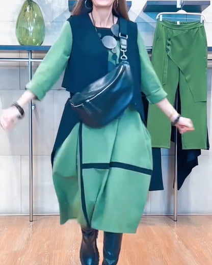 Stilvolles Kleid mit Vertikalstreifen und Chic Design - IdealeKleiden