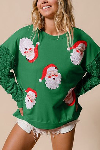 Sweat-shirt de Noël décontracté, à paillettes, col rond