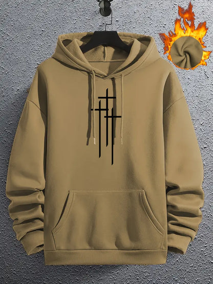 Herren Kapuzenpullover Cross-Print Trendy - IdealeKleiden
