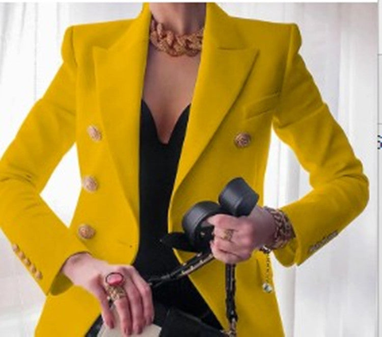Blazer femme élégant boutons dorés look business
