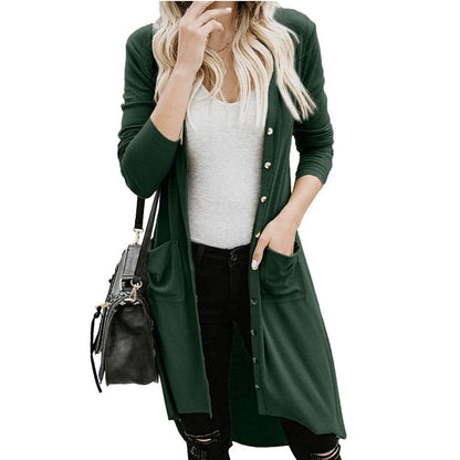 Gilet Femme Long Élégant avec Poches et Boutons